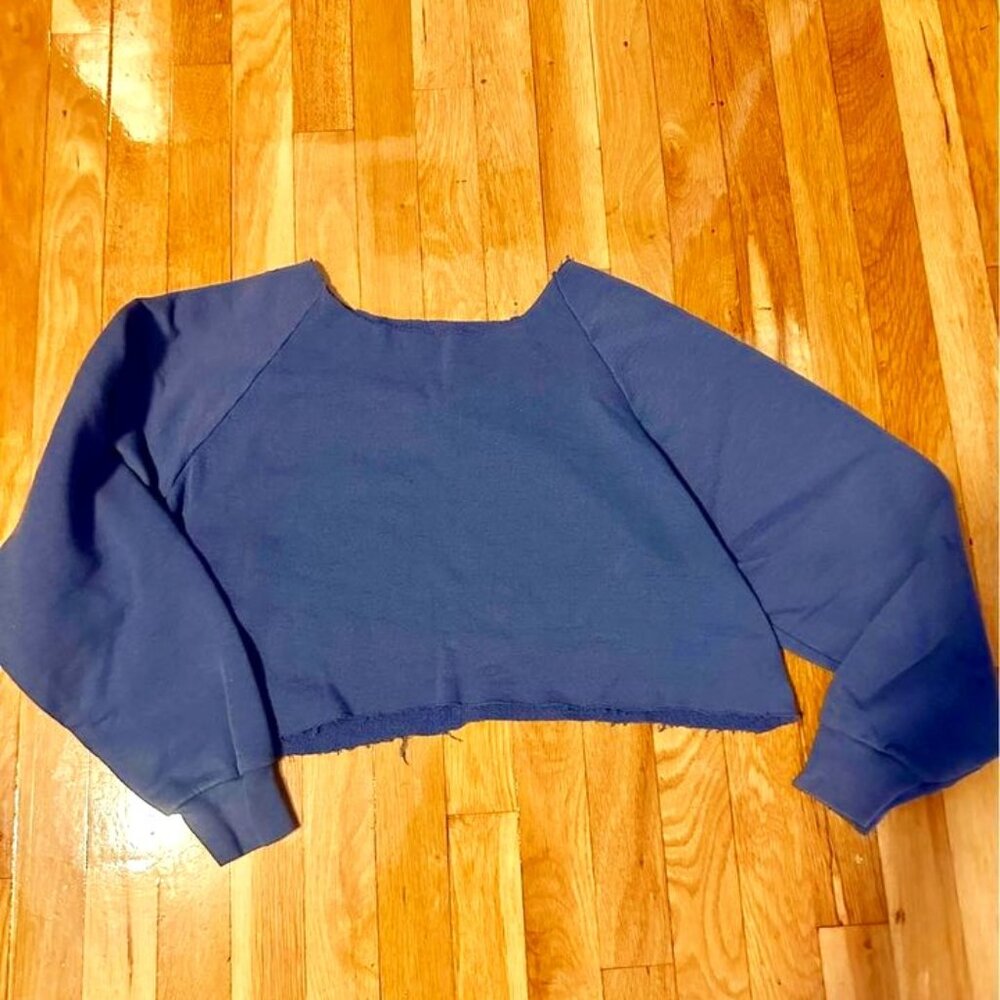 Vintage Distressed Cut Off Over Shoulder Sweatshirt